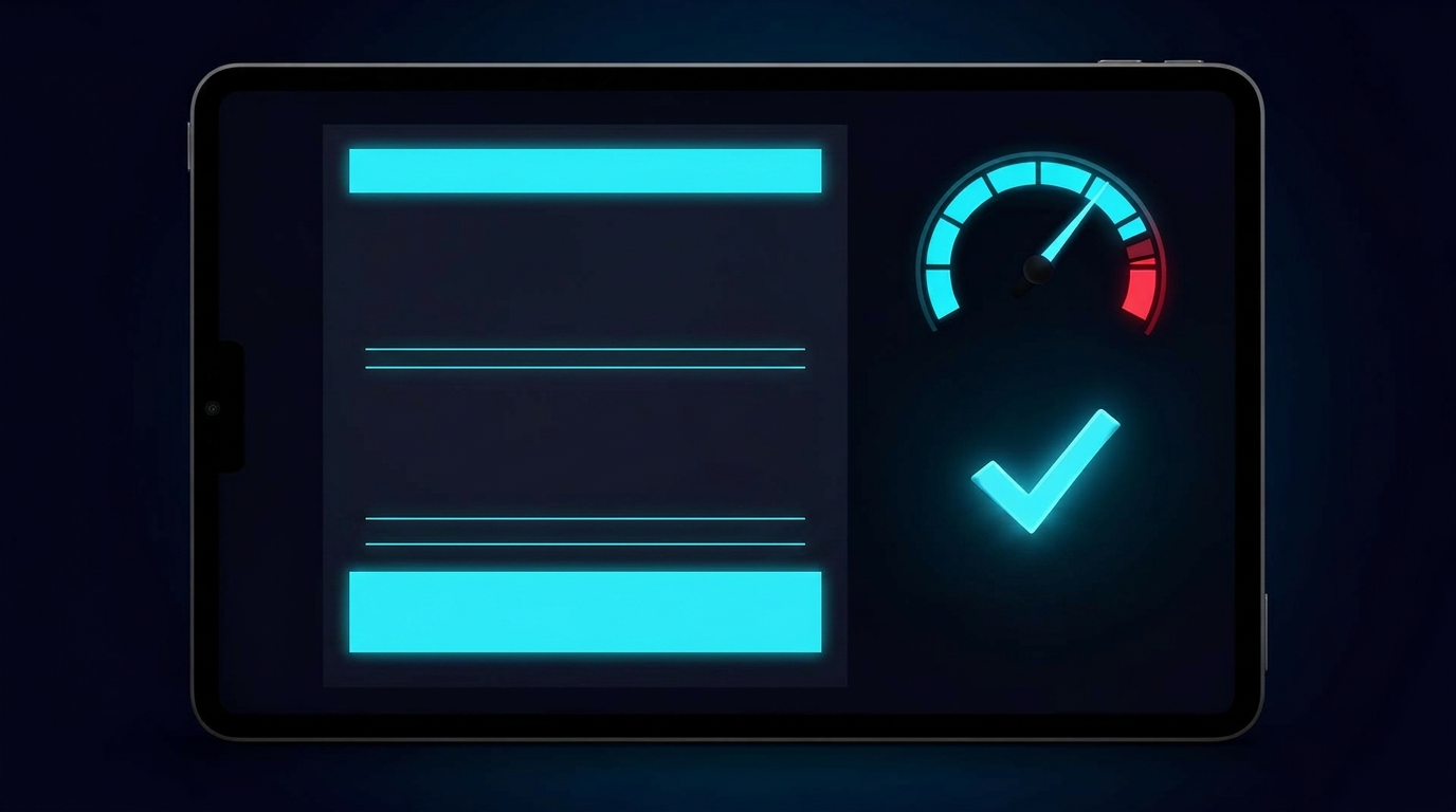 Clean device interface with a glowing padlock  -  transparent, honest billing